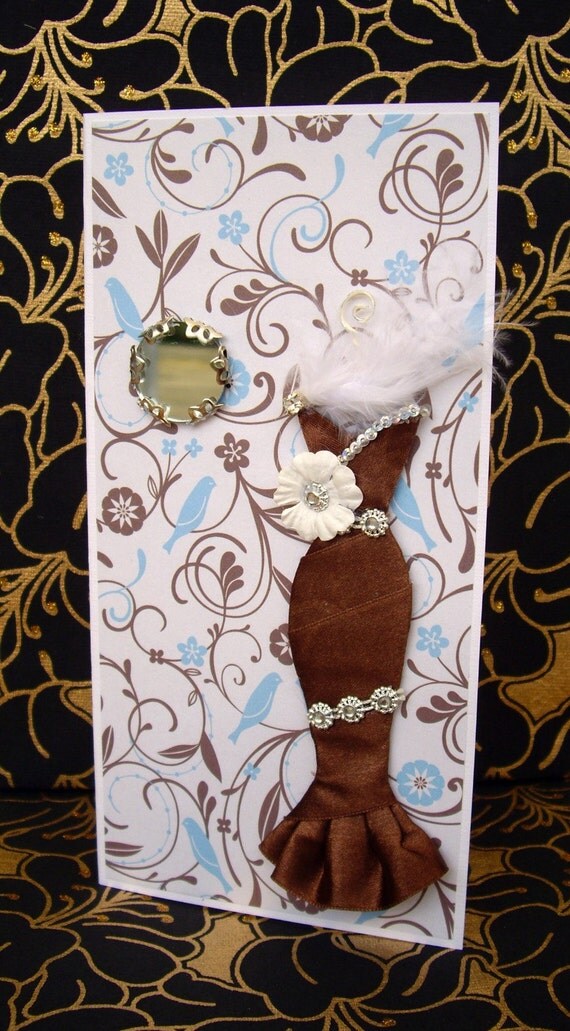SALE Cocoa Personalised Dress Card / DL Size / Handmade Greeting Card